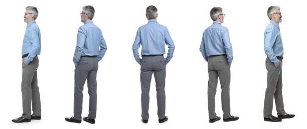 Image of Full-length portraits of businessman on white background, collage