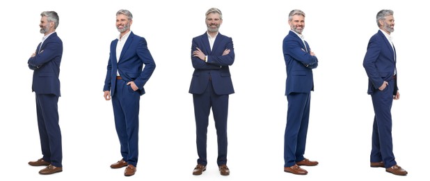 Image of Full-length portraits of businessman on white background, collage