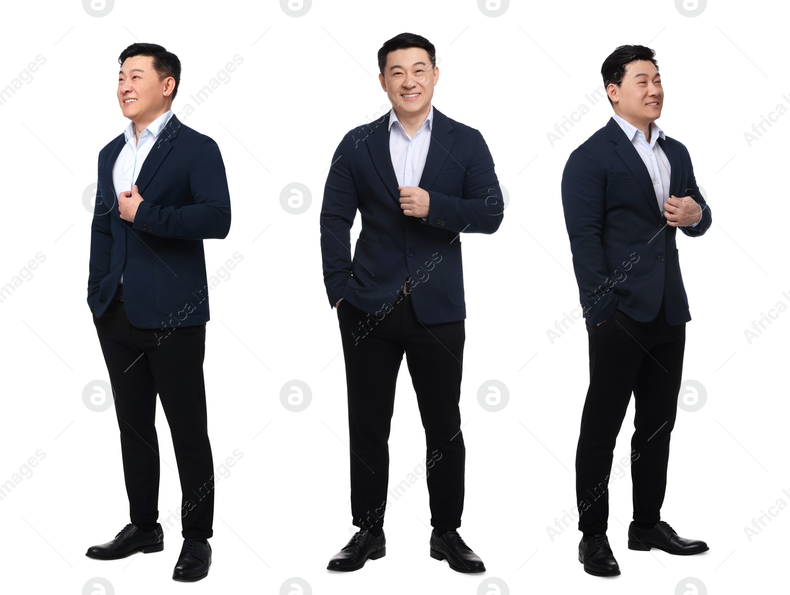 Image of Full-length portraits of businessman on white background, collage