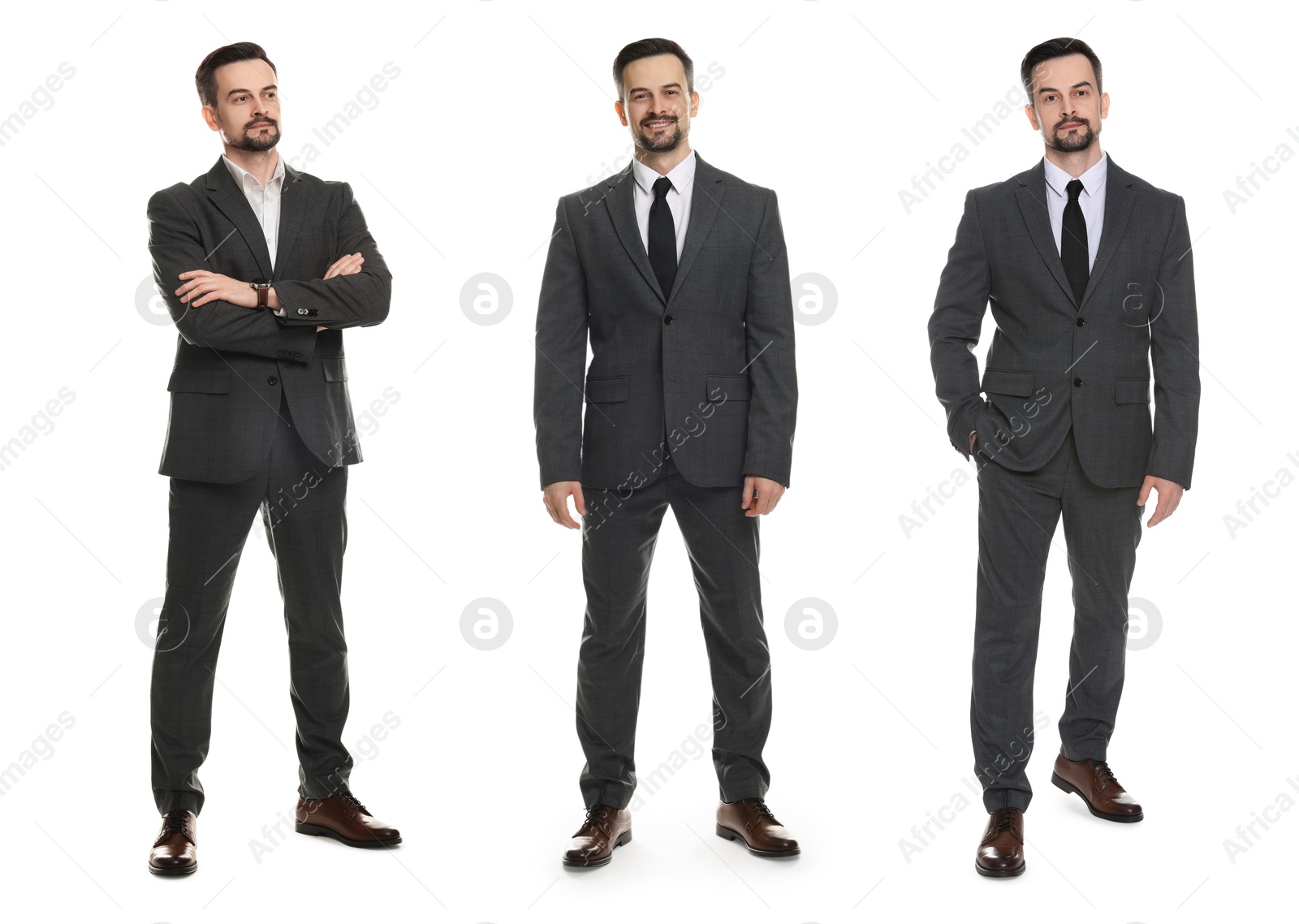 Full-length portraits of businessman on white background, collage Image of Full-length portraits of businessman on white background, collage