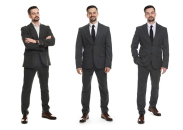 Image of Full-length portraits of businessman on white background, collage