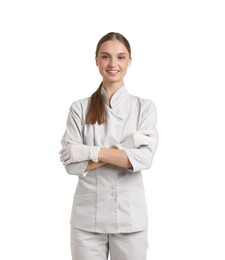Photo of Portrait of nurse in uniform on white background