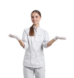 Photo of Portrait of nurse in uniform on white background