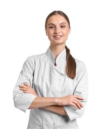 Photo of Portrait of nurse in uniform on white background