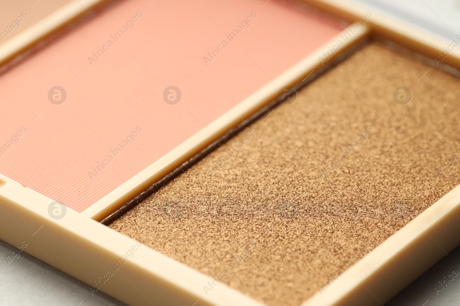 Photo of Beautiful eyeshadow palette on white background, closeup