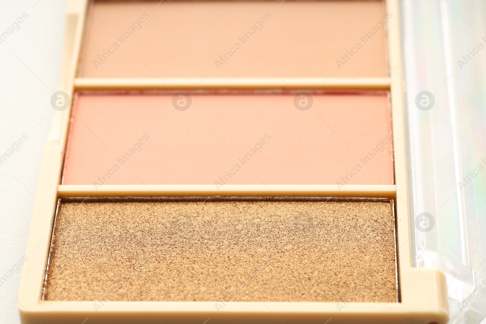 Photo of Beautiful eyeshadow palette on white background, closeup