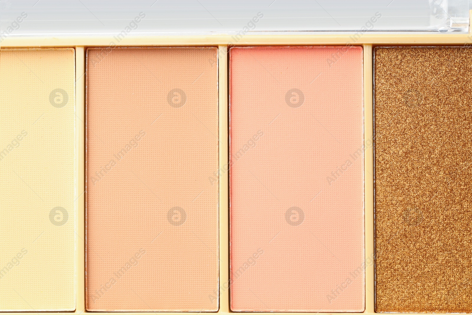 Beautiful eyeshadow palette as background, top view Photo of Beautiful eyeshadow palette as background, top view