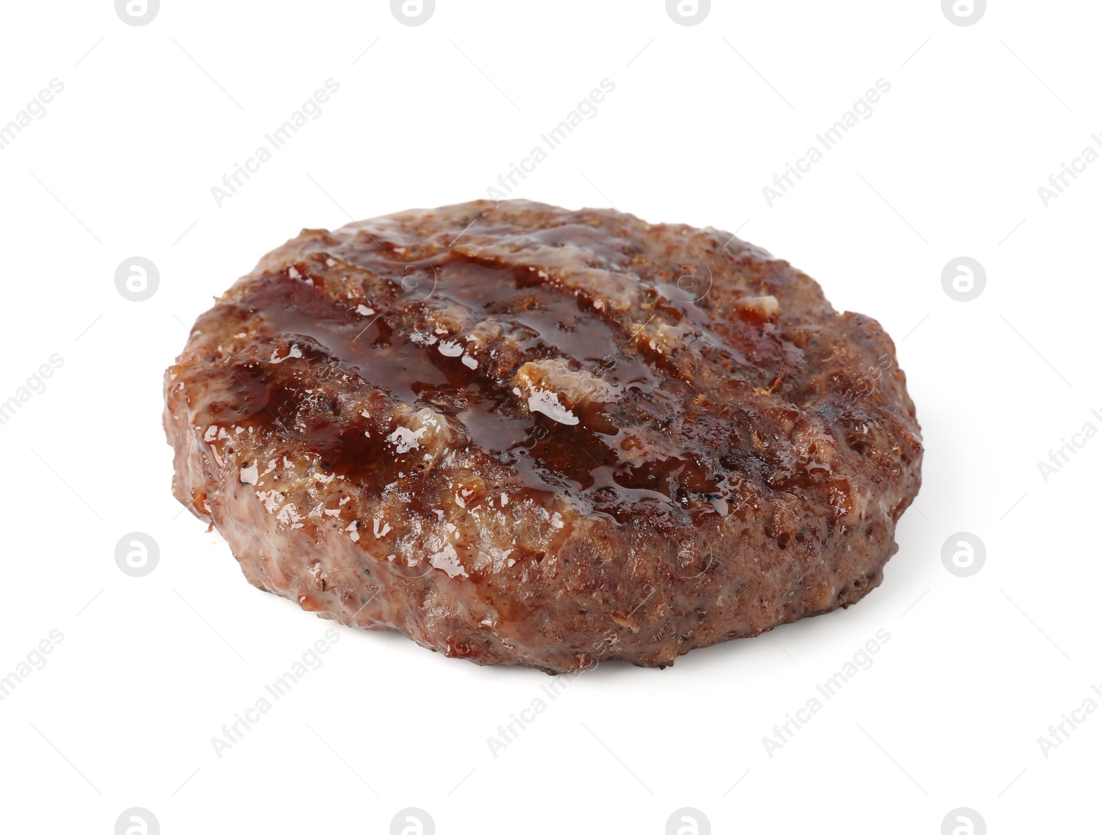 Delicious grilled beef patty isolated on white Photo of Delicious grilled beef patty isolated on white