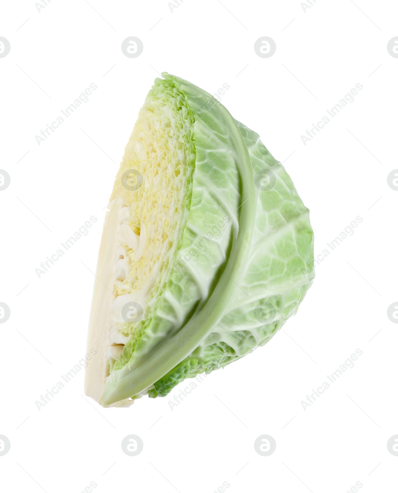 Photo of Piece of fresh Savoy cabbage isolated on white