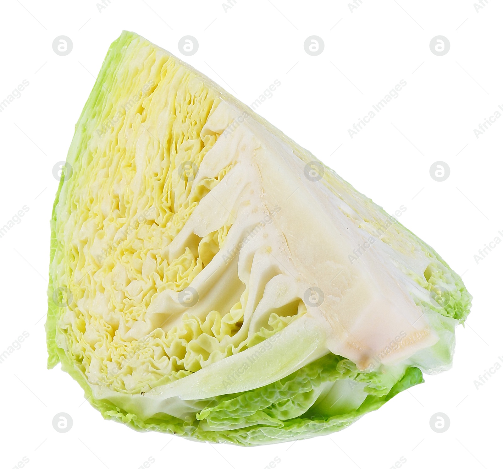 Photo of Piece of fresh Savoy cabbage isolated on white