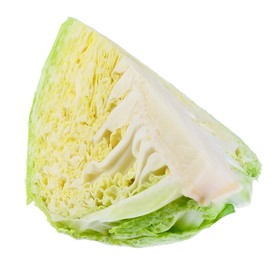 Photo of Piece of fresh Savoy cabbage isolated on white