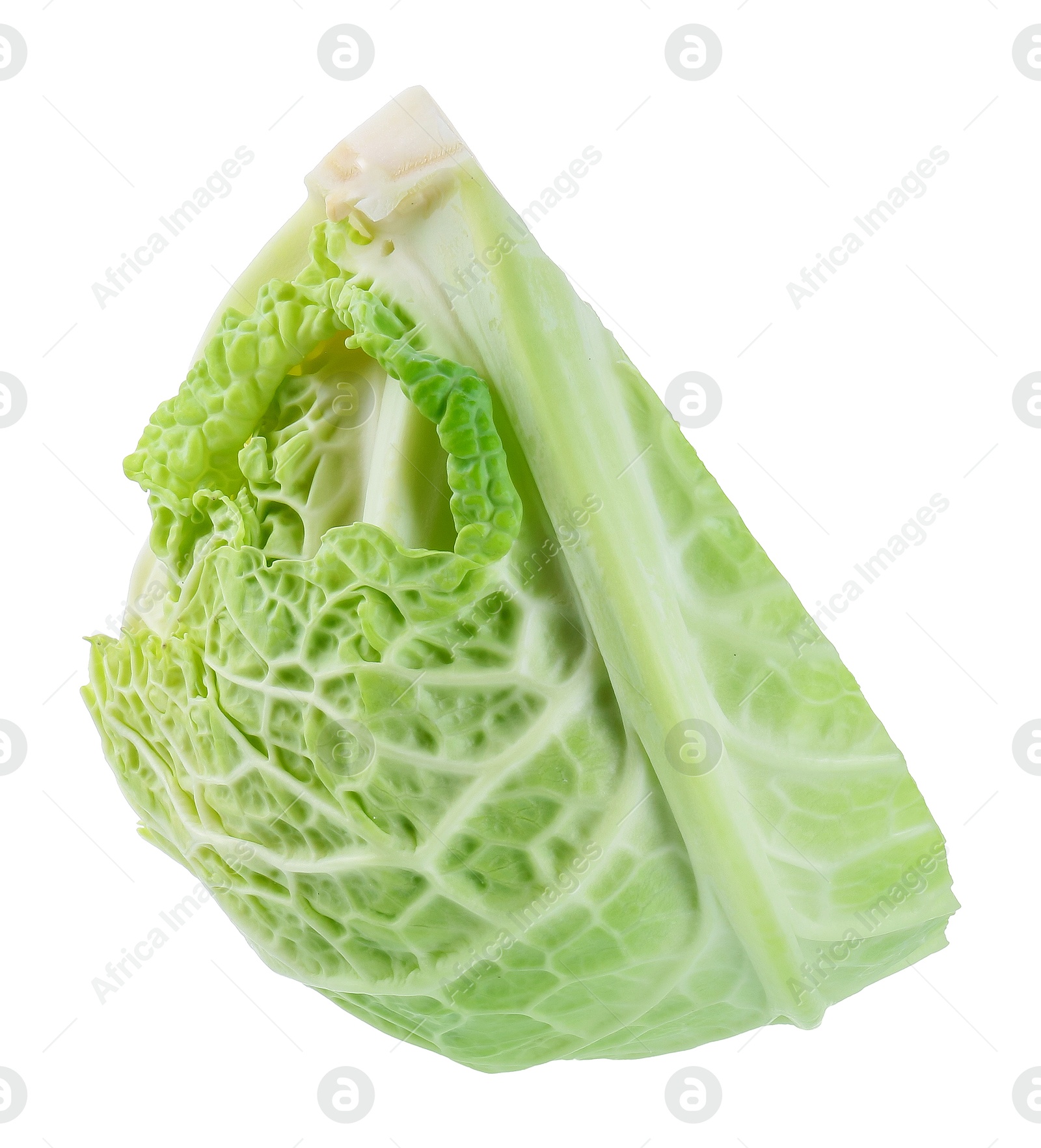 Photo of Piece of fresh Savoy cabbage isolated on white