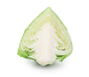 Photo of Piece of fresh Savoy cabbage isolated on white