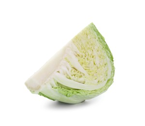 Photo of Piece of fresh Savoy cabbage isolated on white