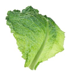 Photo of One fresh Savoy cabbage leaf isolated on white