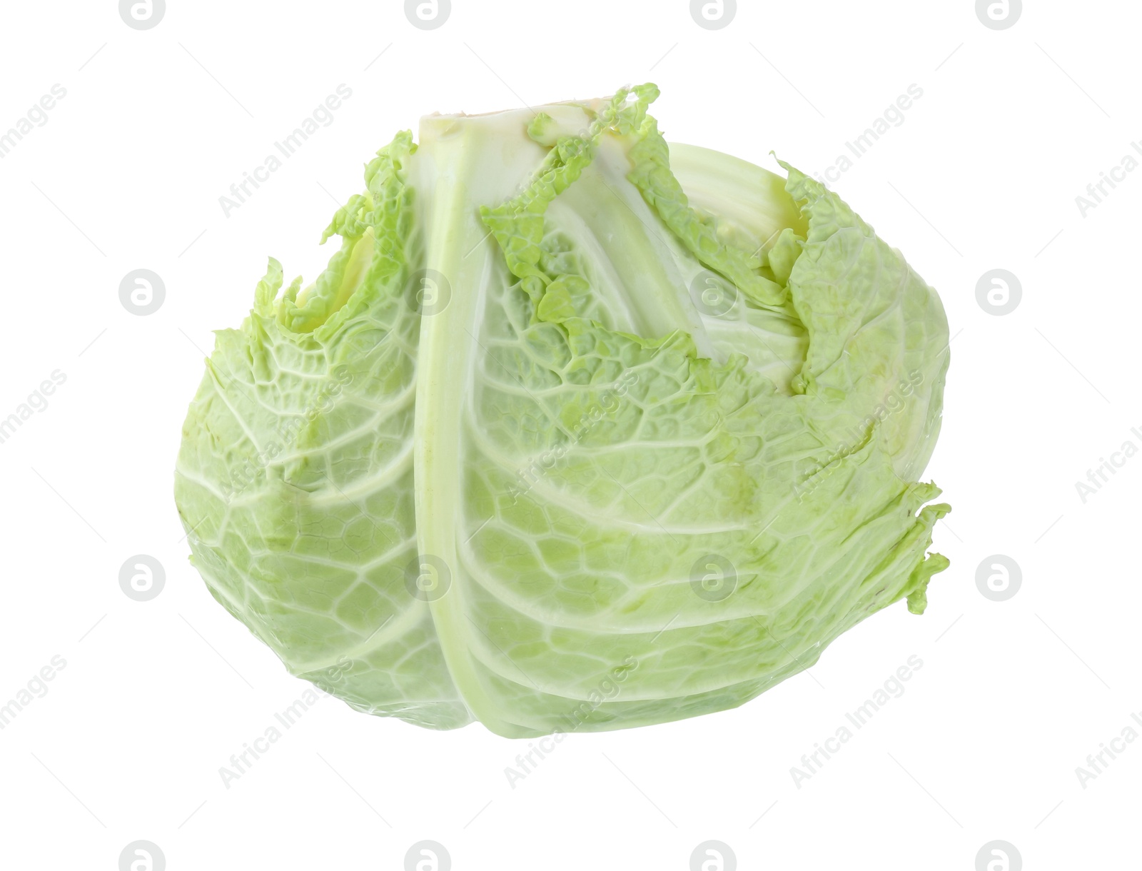Photo of Half of fresh Savoy cabbage isolated on white