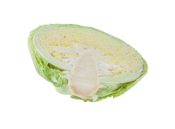 Photo of Half of fresh Savoy cabbage isolated on white