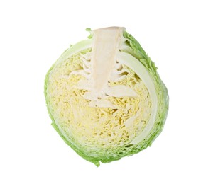 Photo of Half of fresh Savoy cabbage isolated on white