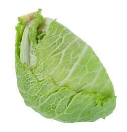 Photo of Half of fresh Savoy cabbage isolated on white