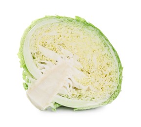 Photo of Half of fresh Savoy cabbage isolated on white