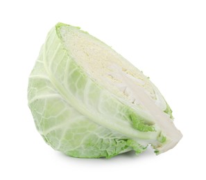 Photo of Half of fresh Savoy cabbage isolated on white