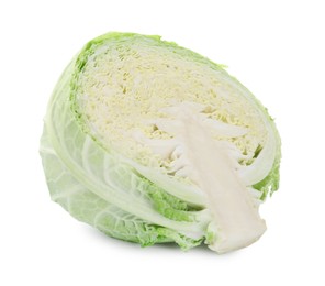 Photo of Half of fresh Savoy cabbage isolated on white