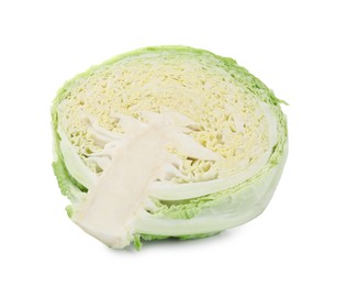 Photo of Half of fresh Savoy cabbage isolated on white