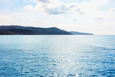 Photo of Picturesque view of sea and mountains at summer