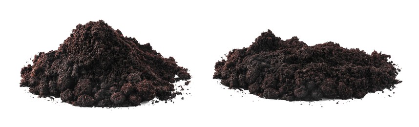 Image of Piles of fresh soil isolated on white