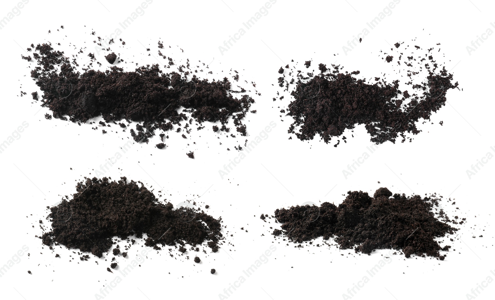 Image of Piles of fresh soil isolated on white, set