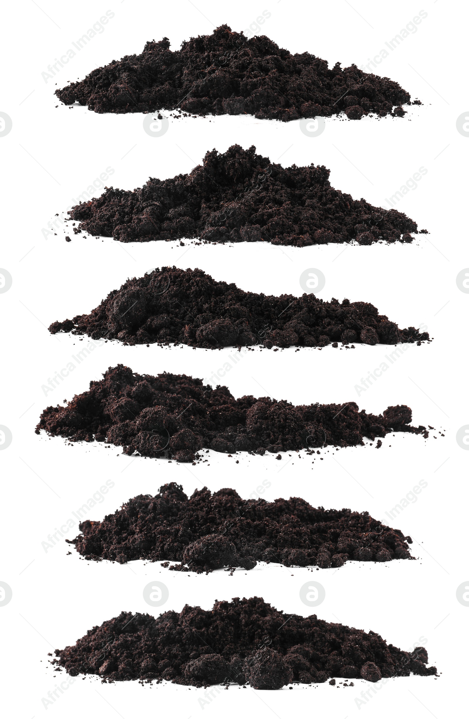 Image of Piles of fresh soil isolated on white, set
