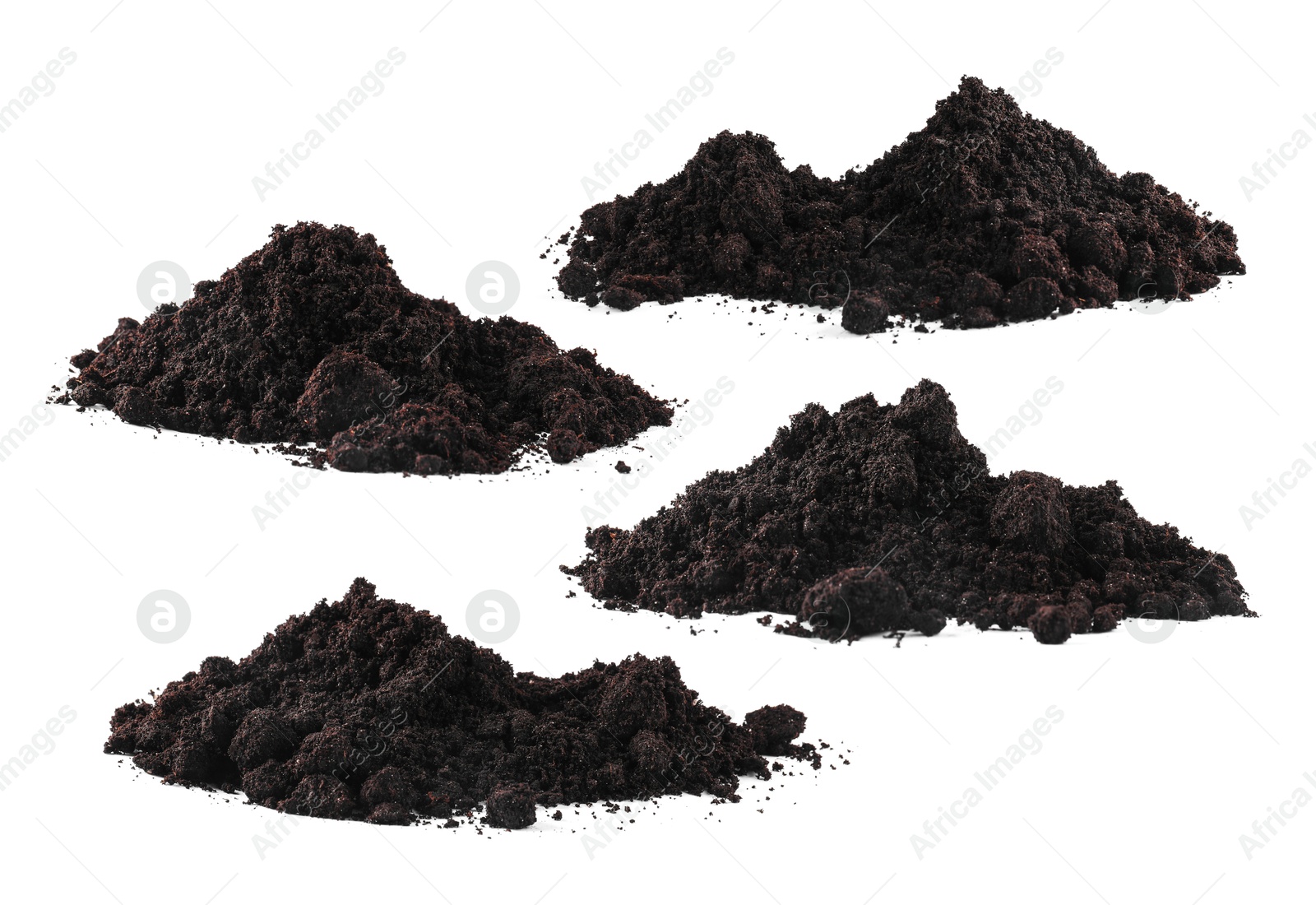 Image of Piles of fresh soil isolated on white, set