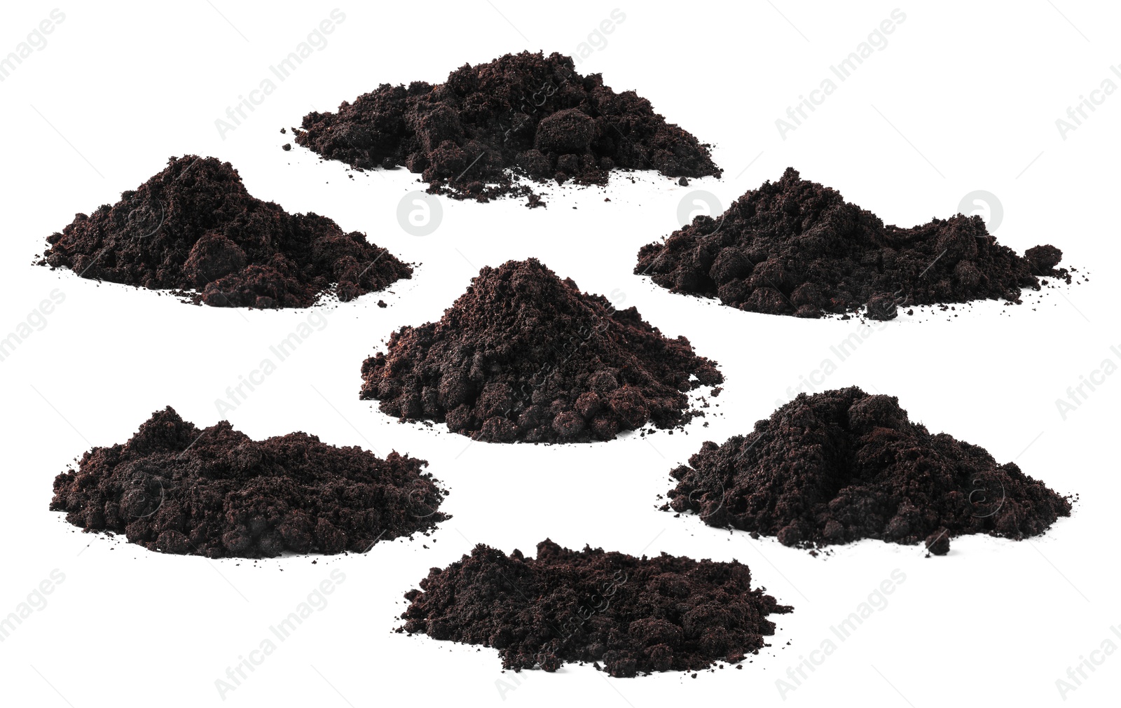 Image of Piles of fresh soil isolated on white, set