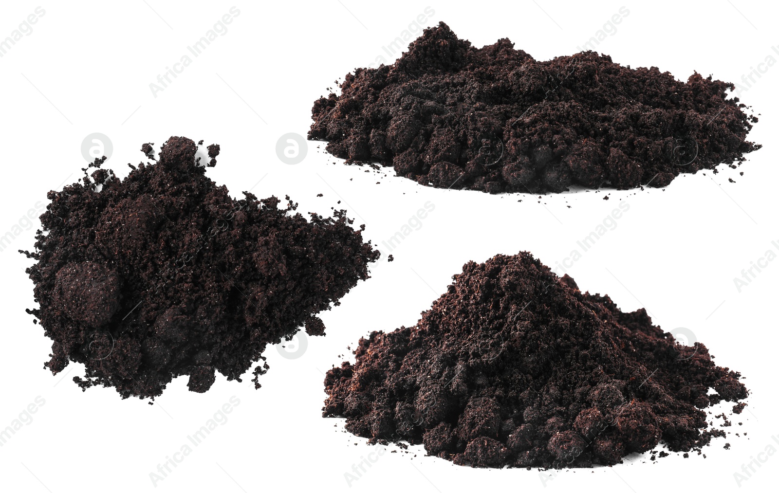 Image of Piles of fresh soil isolated on white, set