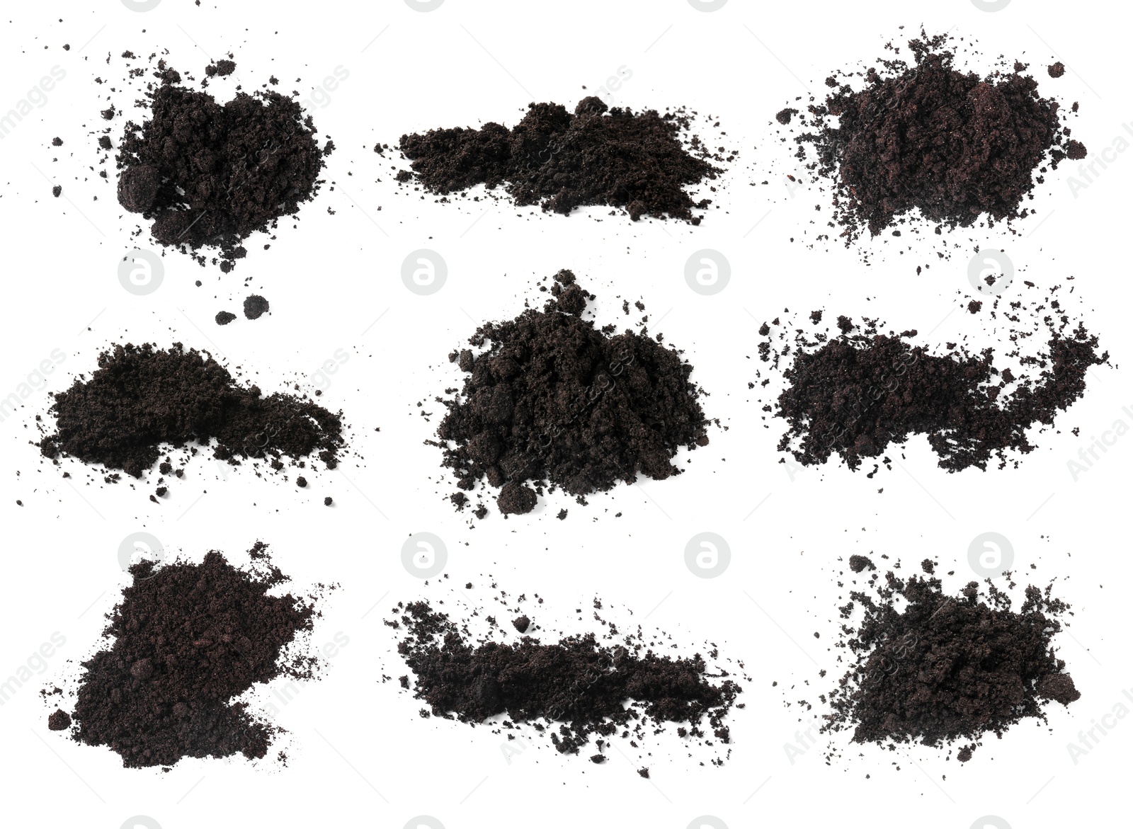 Image of Piles of fresh soil isolated on white, set