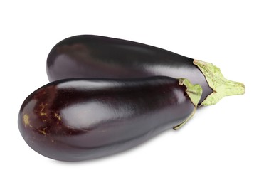 Image of Ripe eggplants isolated on white. Fresh vegetable