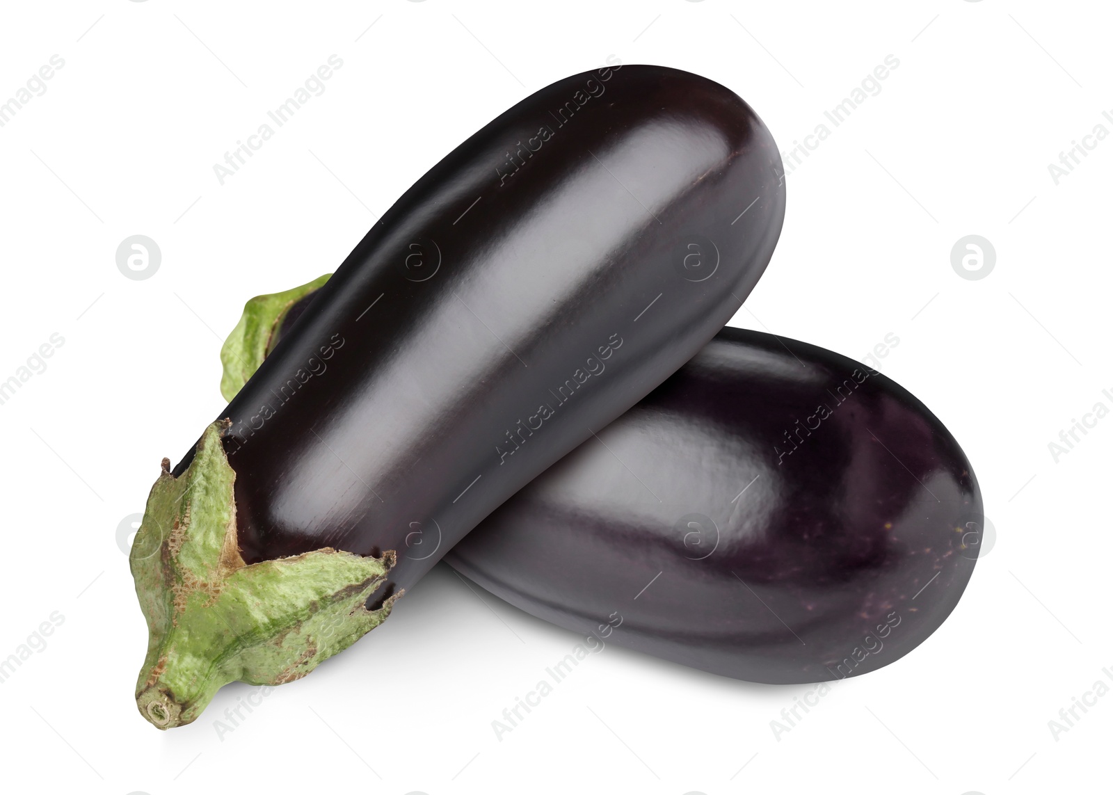 Image of Ripe eggplants isolated on white. Fresh vegetable