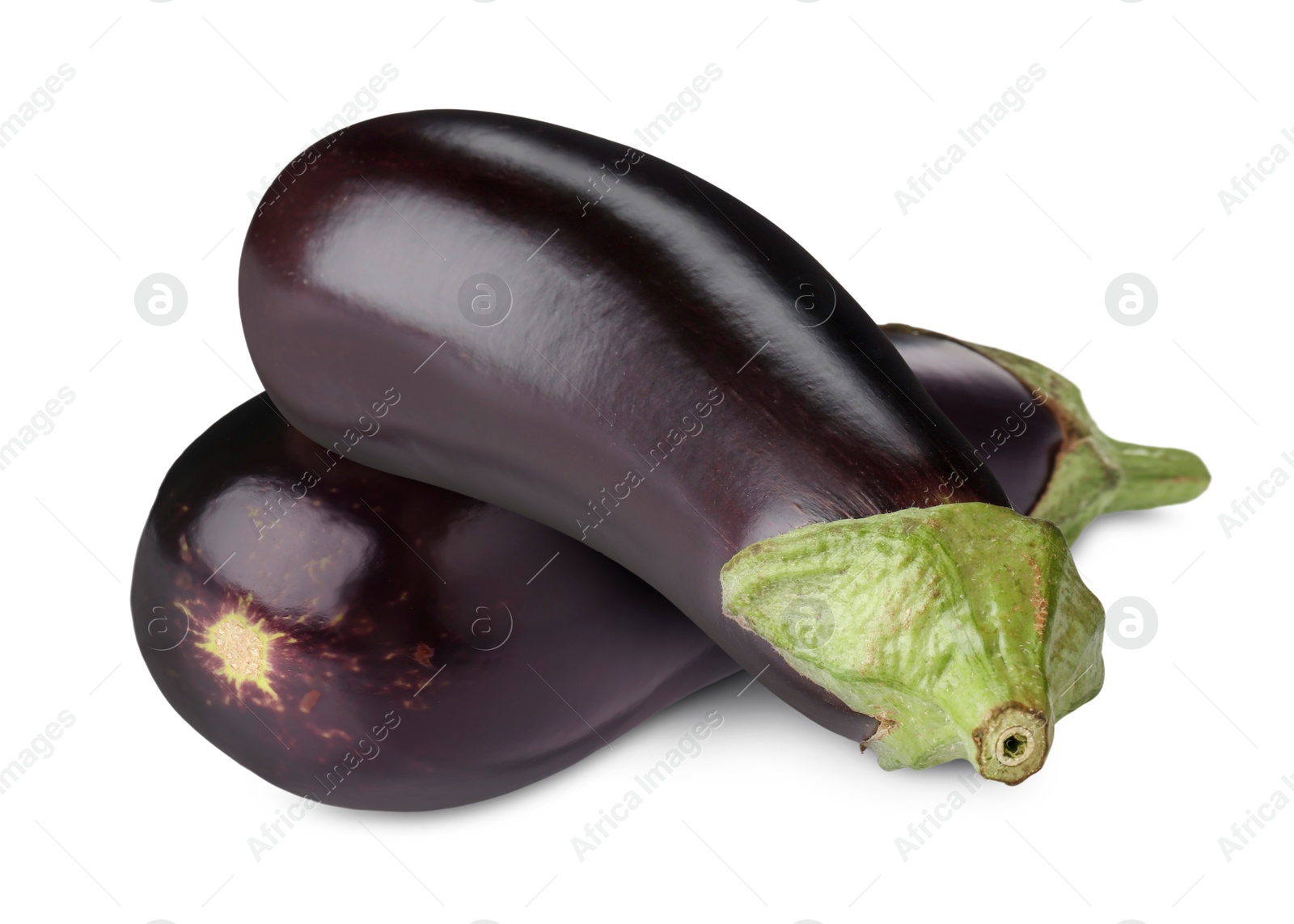 Image of Ripe eggplants isolated on white. Fresh vegetable