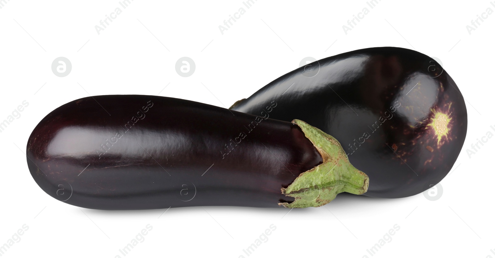 Image of Ripe eggplants isolated on white. Fresh vegetable
