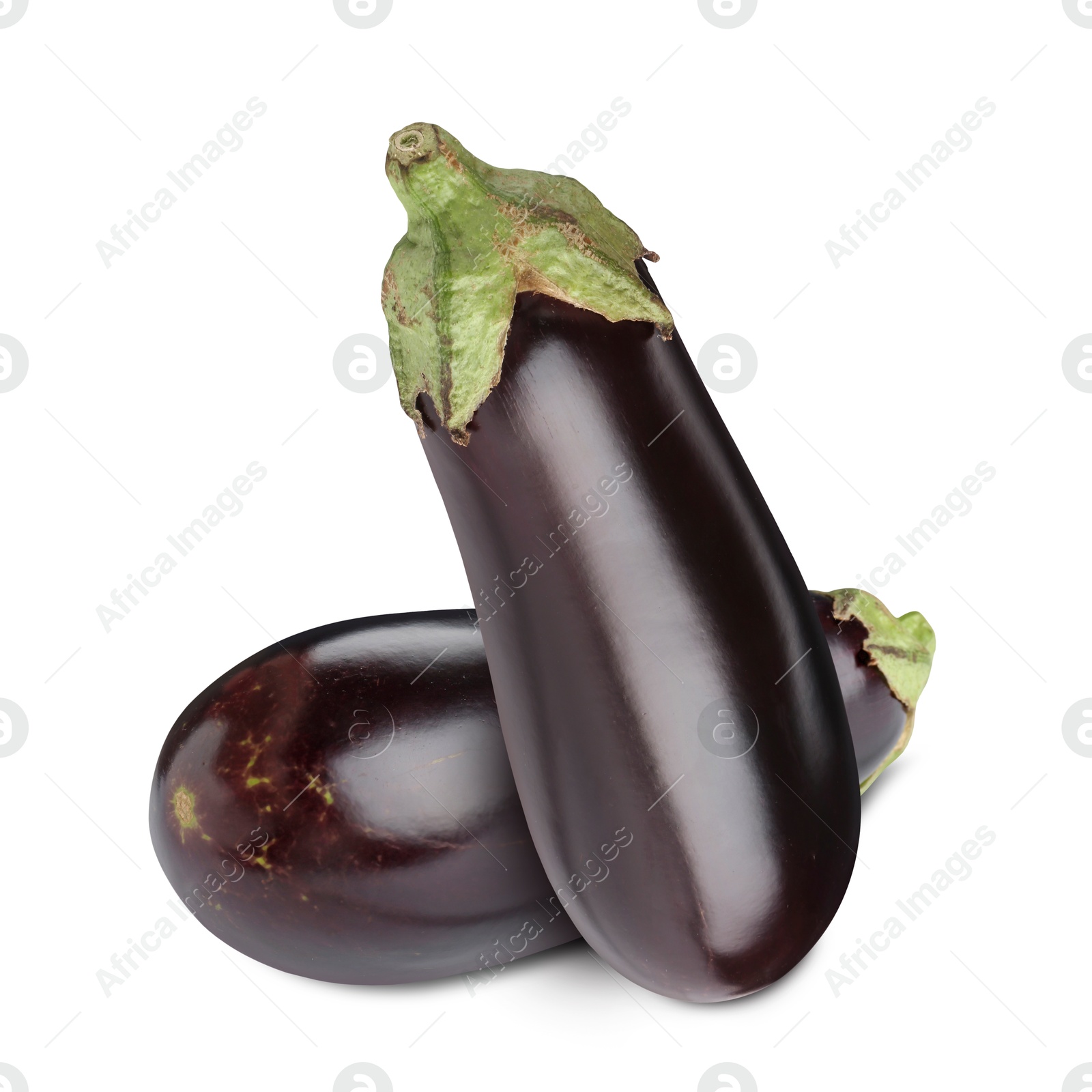 Image of Ripe eggplants isolated on white. Fresh vegetable