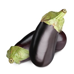 Image of Ripe eggplants isolated on white. Fresh vegetable