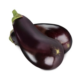 Image of Ripe eggplants isolated on white. Fresh vegetable