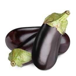 Image of Ripe eggplants isolated on white. Fresh vegetable