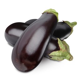 Image of Ripe eggplants isolated on white. Fresh vegetable