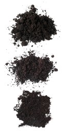 Image of Piles of fresh soil isolated on white, set. Top view