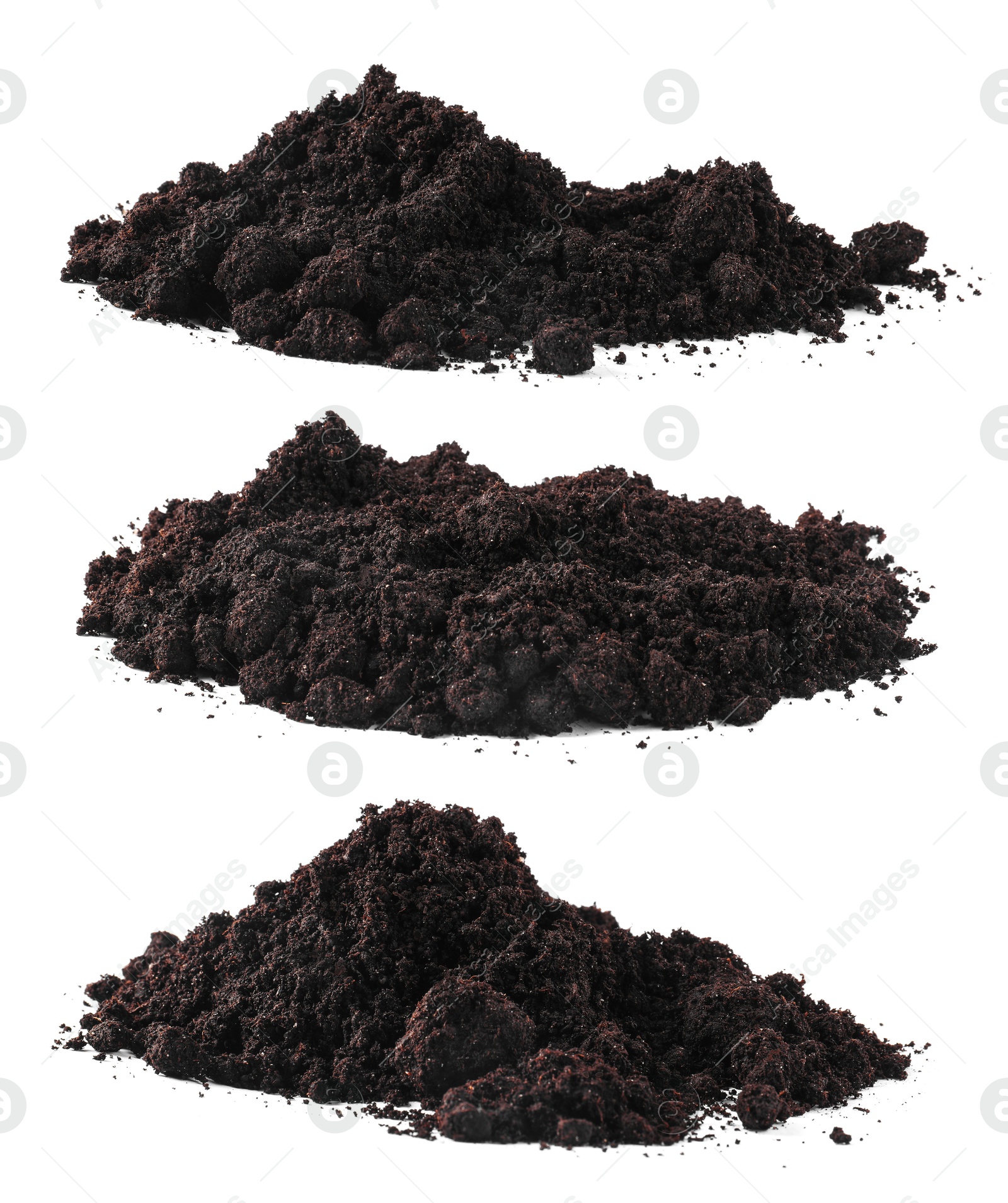 Image of Piles of fresh soil isolated on white, set