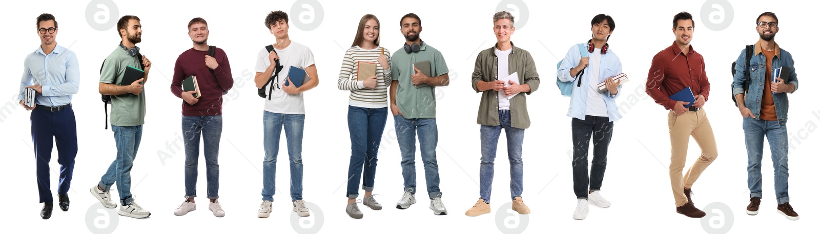 Group of different men and woman on white background Image of Group of different men and woman on white background