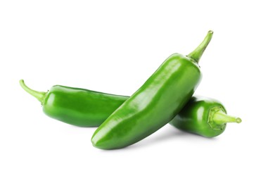 Image of Fresh green jalapeno peppers isolated on white