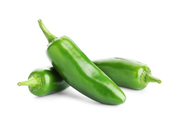 Image of Fresh green jalapeno peppers isolated on white