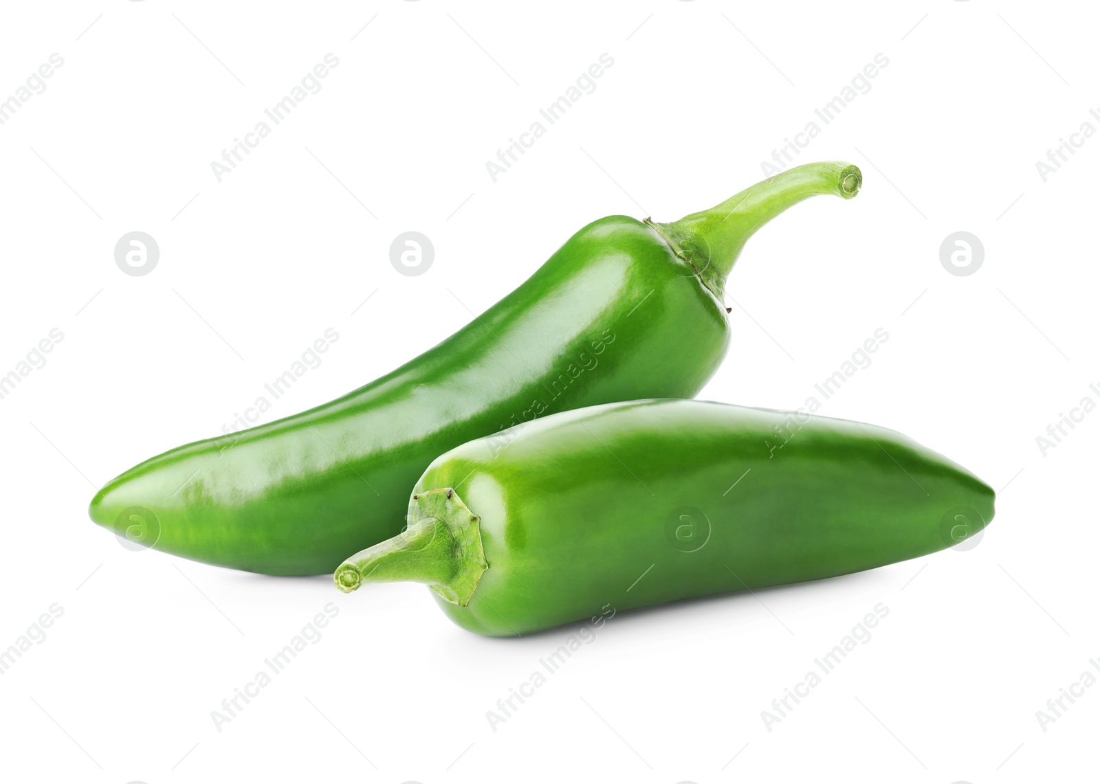Image of Fresh green jalapeno peppers isolated on white